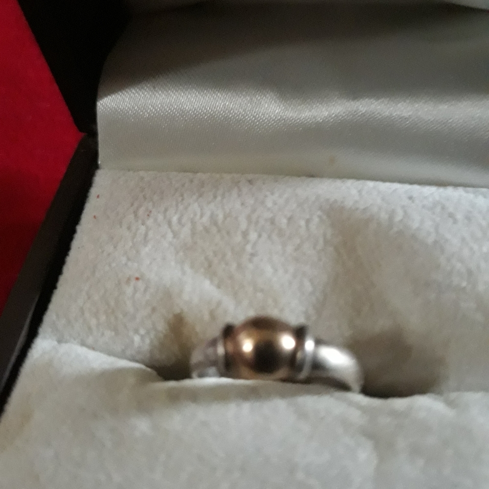 Sterling Silver with 14K Gold Accent Womens Ring - Picture 3 of 5